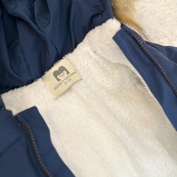 Mother's Babybear Infant Winter Snowsuit Parka Navy Fluffy Jacket Size 18-24 - Picture 11 of 11